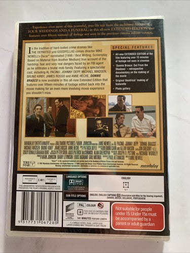 Donnie Brasco (Extended Edition, DVD, 1997) Al Pacino, Johnny Depp Region 4 NEW