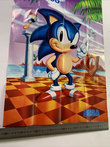 Sonic The Hedgehog Poster SEGA Mega Drive 1991 Original Genuine Vintage 59x21cm