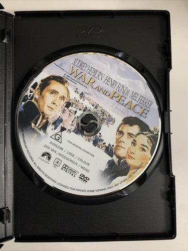 War and Peace (DVD, 1956) Audrey Hepburn, Henry Fonda, John Mills Region 4