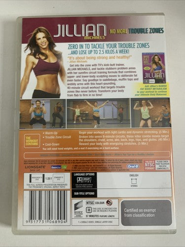 Jillian Michaels: No More Trouble Zones (DVD, 2008) Region 4 NEW