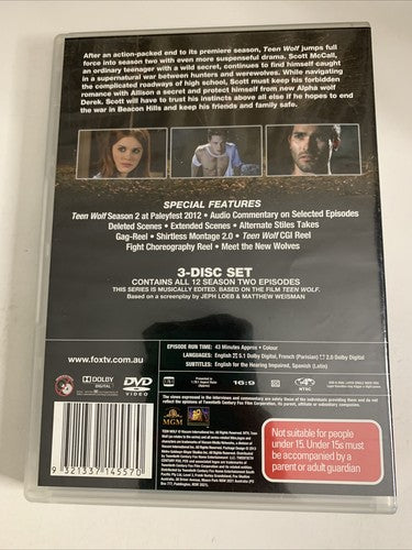 Teen Wolf : Season 2 (DVD, 2012, 3-Disc) Region 4 NEW