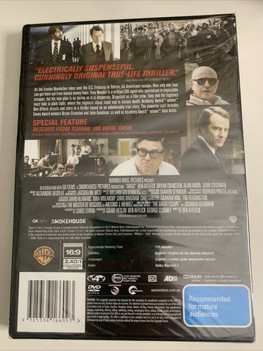 Argo (DVD, 2012) Ben Affleck, John Goodman, Bryan Cranston Region 4 NEW Sealed