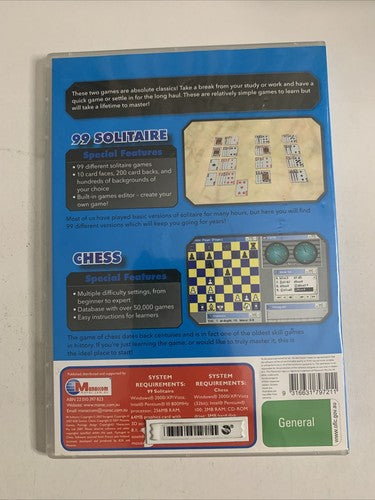 99 Solitaire / Chess PC Windows CD-ROM Game NEW