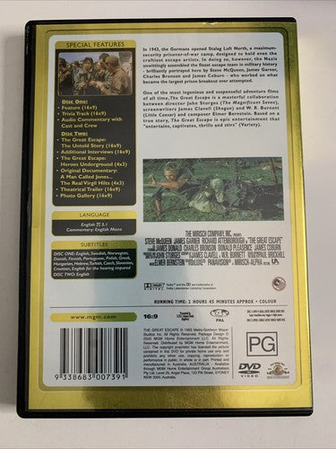 The Great Escape (Gold Edition, DVD, 1963, 2-Disc) Steve McQueen Region 4 NEW