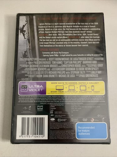 Captain Phillips (DVD, 2013) Tom Hanks Region 4 &2 NEW Sealed