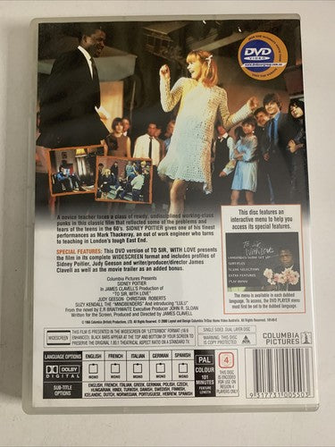 To Sir with Love (DVD, 1966) Sidney Poitier, Judy Geeson Region 4 NEW