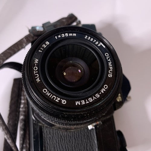 Olympus OM-2 35mm Film Camera G.Zuiko AUTO-W f/2.8 Lens Untested