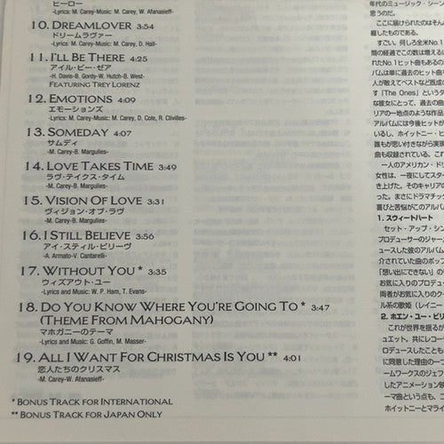 Mariah Carey – #1's (CD, 1998) Japan Bonus Track
