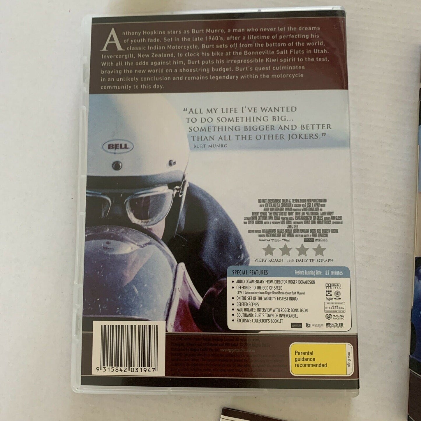 The World's Fastest Indian - Collector's Editon (DVD, 2006) Collector's Booklet