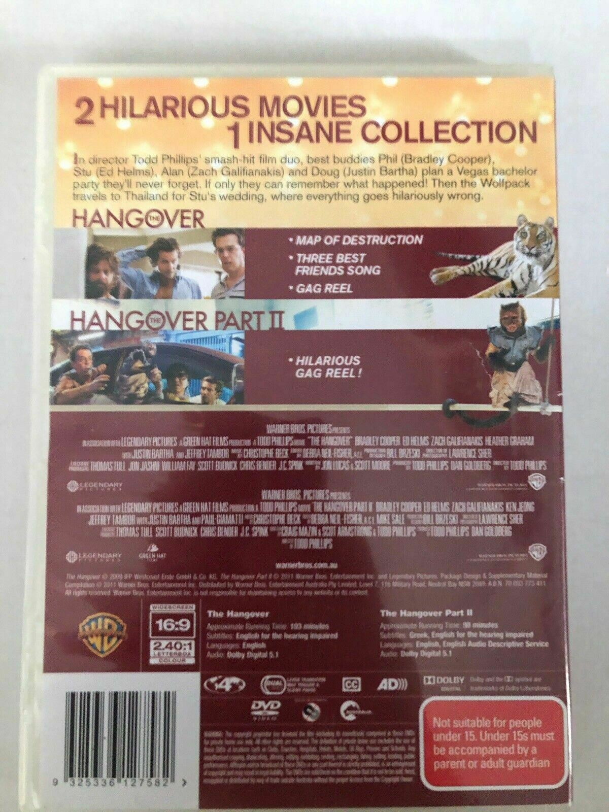 The Hangover / Hangover Part II (DVD) Region 4 Zach Galifianakis, Bradley Cooper