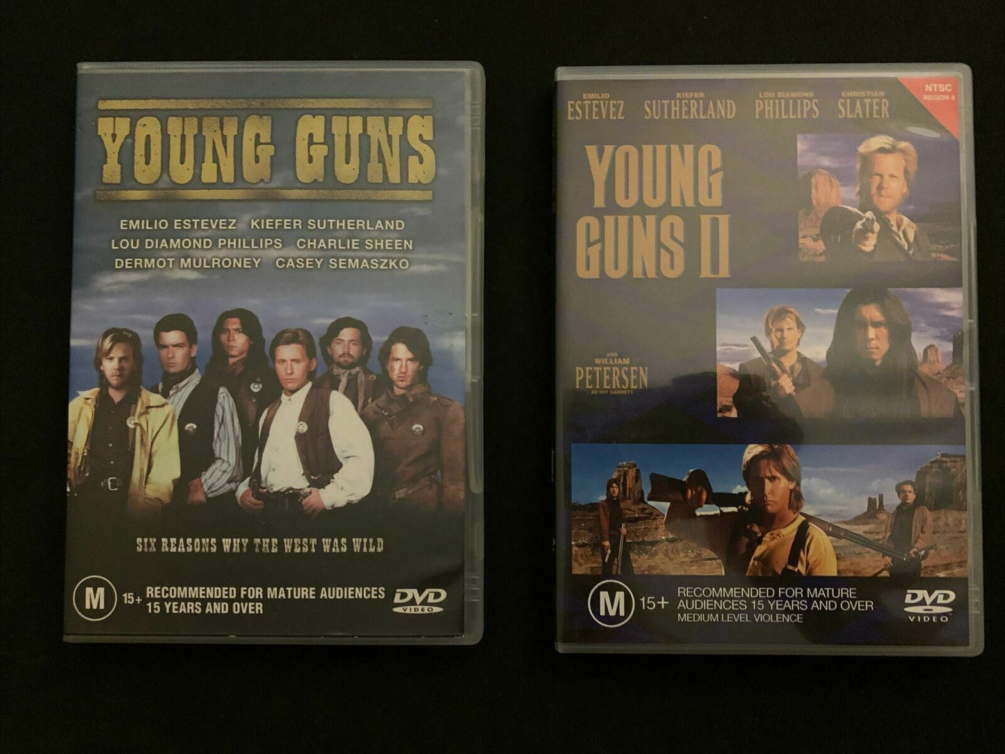 Young Guns 1 & 2 (DVD, 1988) Emilio Estevez, Kiefer Sutherland, Charlie Sheen R4