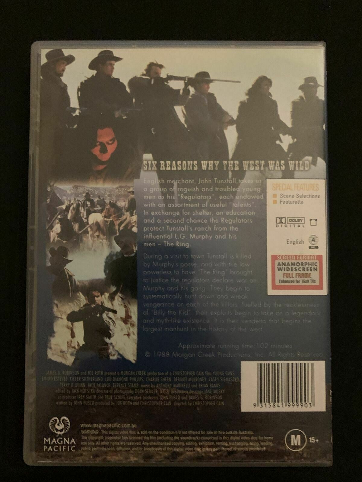 Young Guns 1 & 2 (DVD, 1988) Emilio Estevez, Kiefer Sutherland, Charlie Sheen R4