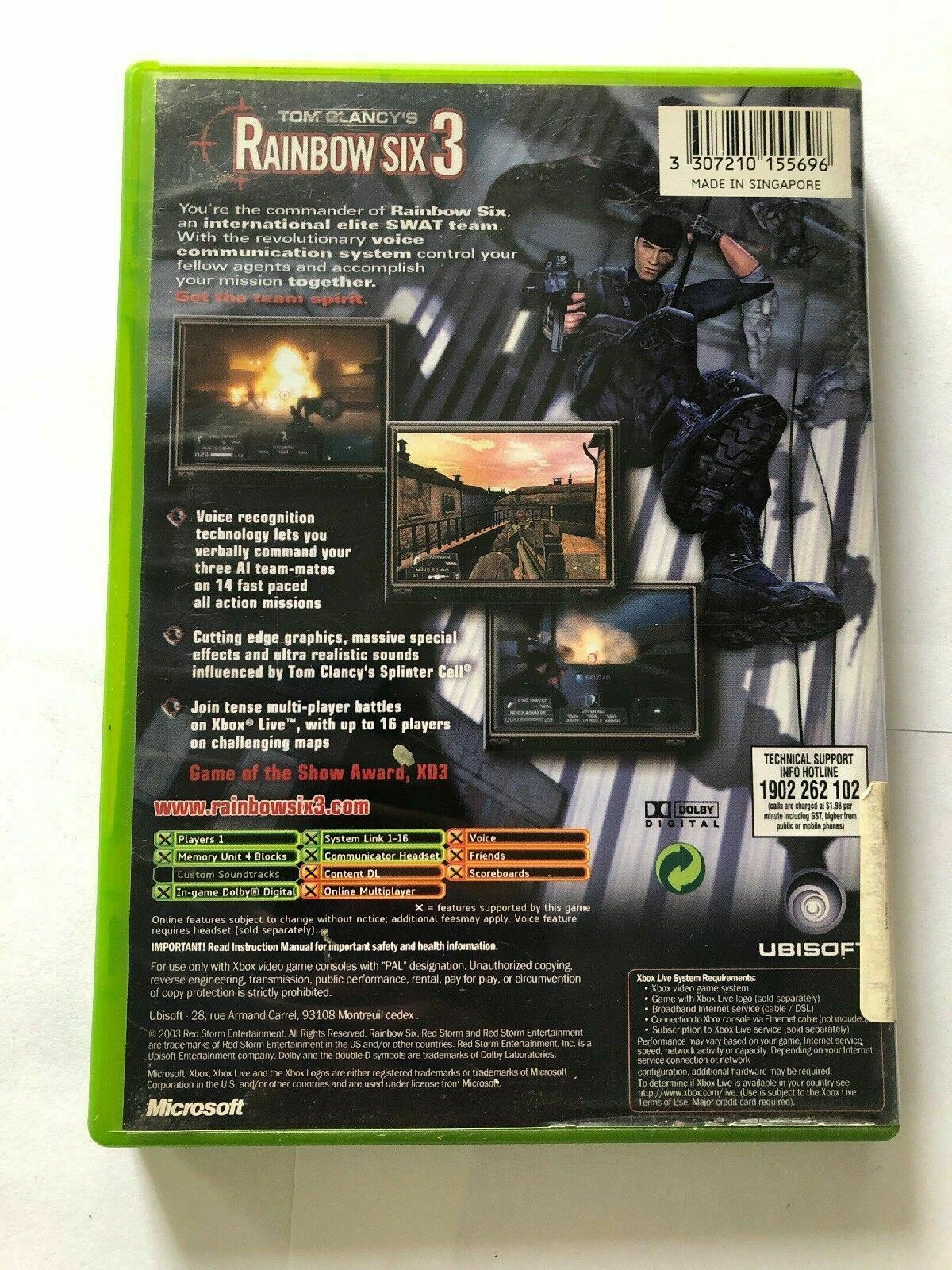 Tom Clancy's Rainbow Six 3 - XBOX Game Complete With Manual PAL