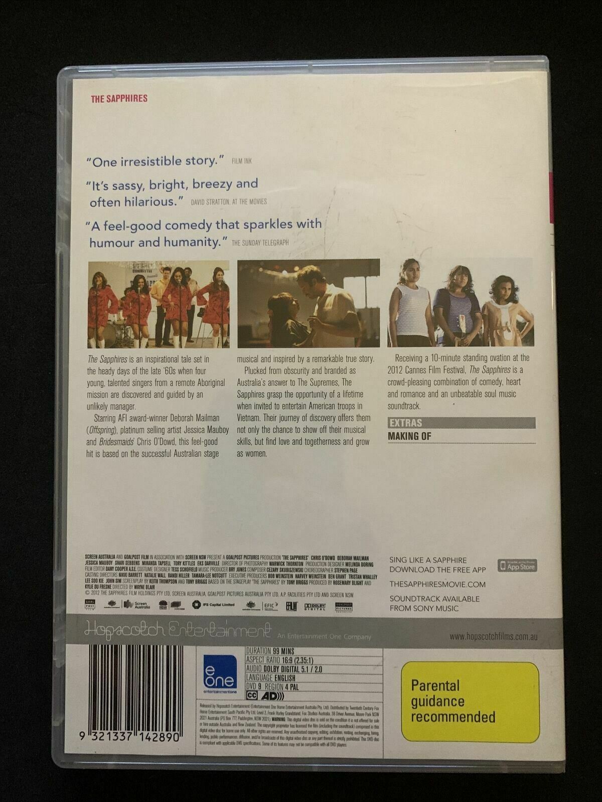 The Sapphires (DVD, 2012) Chris O'Dowd, Deborah Mailman, Jessica Mauboy. Region4