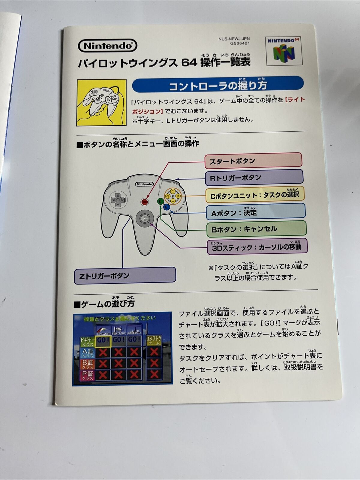 Pilotwings 64 Nintendo 64 NTSC-J JAPAN N64 Game Complete