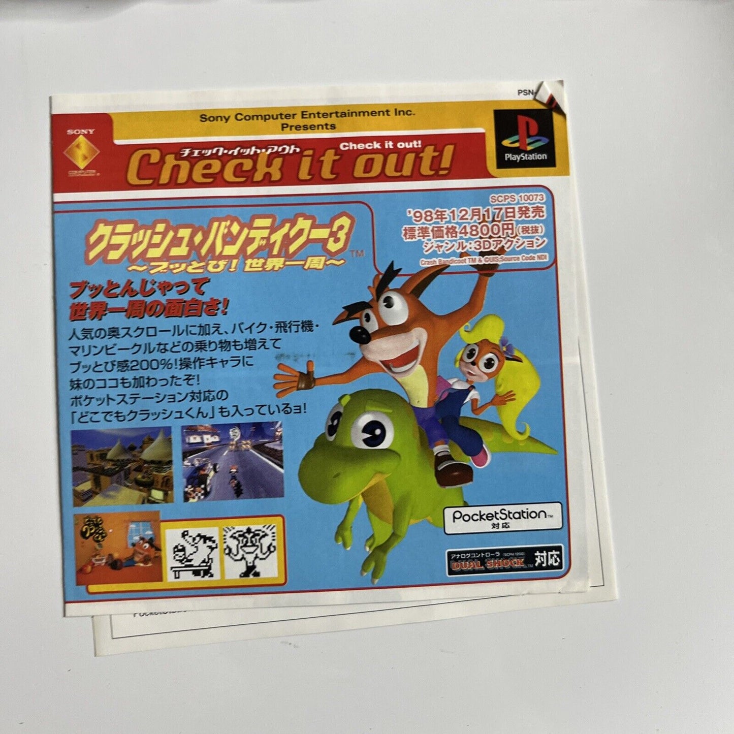 Crash Bandicoot 3 Warped PS1 Sony PlayStation NTSC-J JAPAN Game Obi Complete