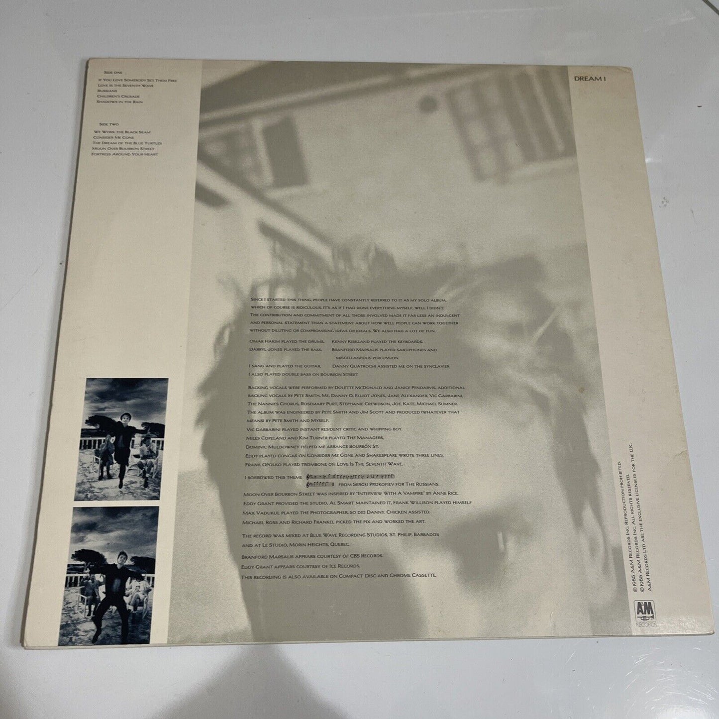 Sting – The Dream Of The Blue Turtles 1985 LP Vinyl Record A&M Records DREAM 1