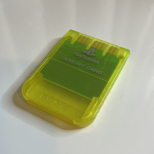 Genuine  Sony Playstation PS1 PS2 Memory Card Lemon Yellow Transparent SCPH-1020
