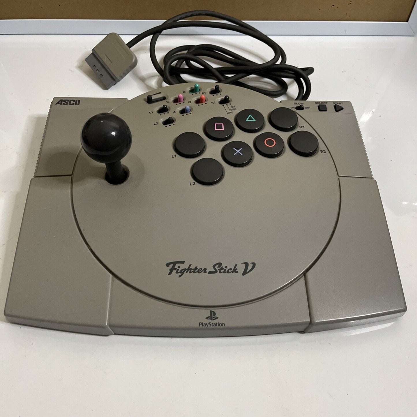 Sony ASCII Fighter Stick V Arcade Joystick with Rapid Fire PlayStation PS1 PS2