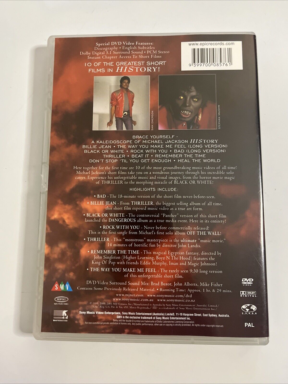Michael Jackson HIStory Video Greatest Hits (DVD, 2001) Region 4