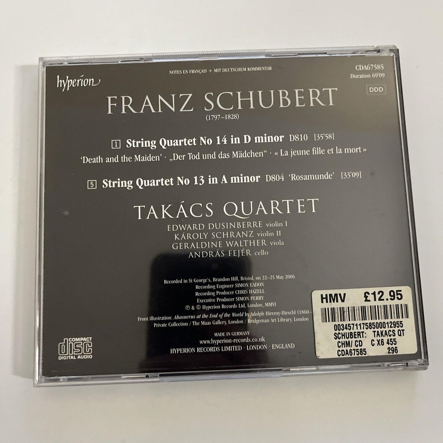 Schubert: Death and the Maiden by Takacs Quartet (CD, 2006) Hyperion Records