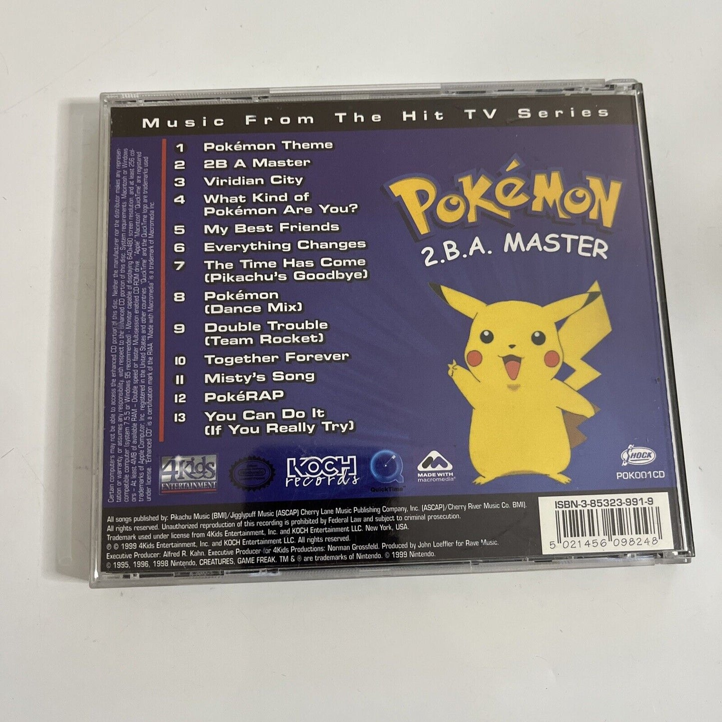 Pokemon 2.B.A Master : Music from TV Series (CD, 1999) Album