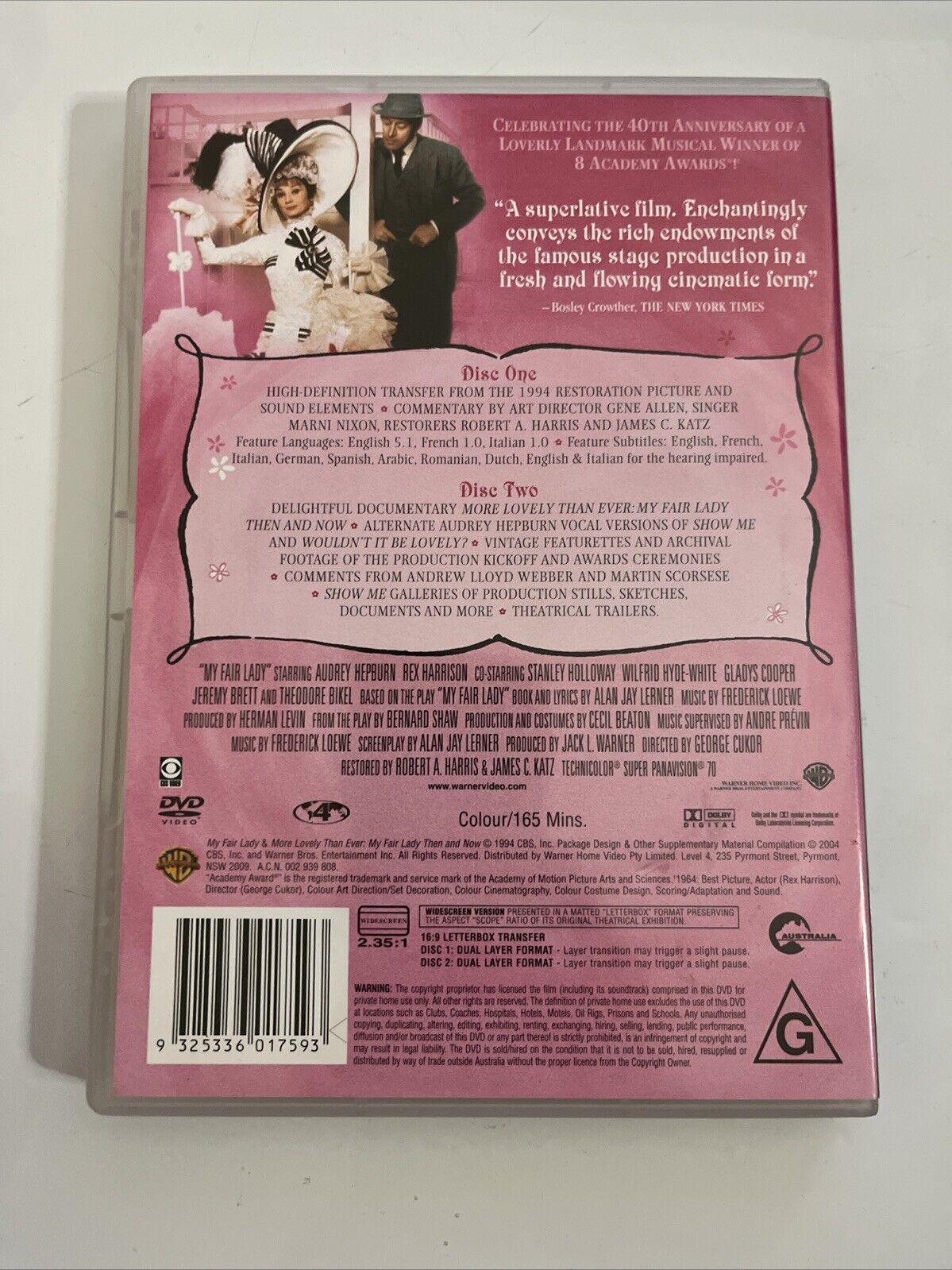 My Fair Lady 40th Anniversary Edition (DVD, 1964, 2-Disc) Region 4