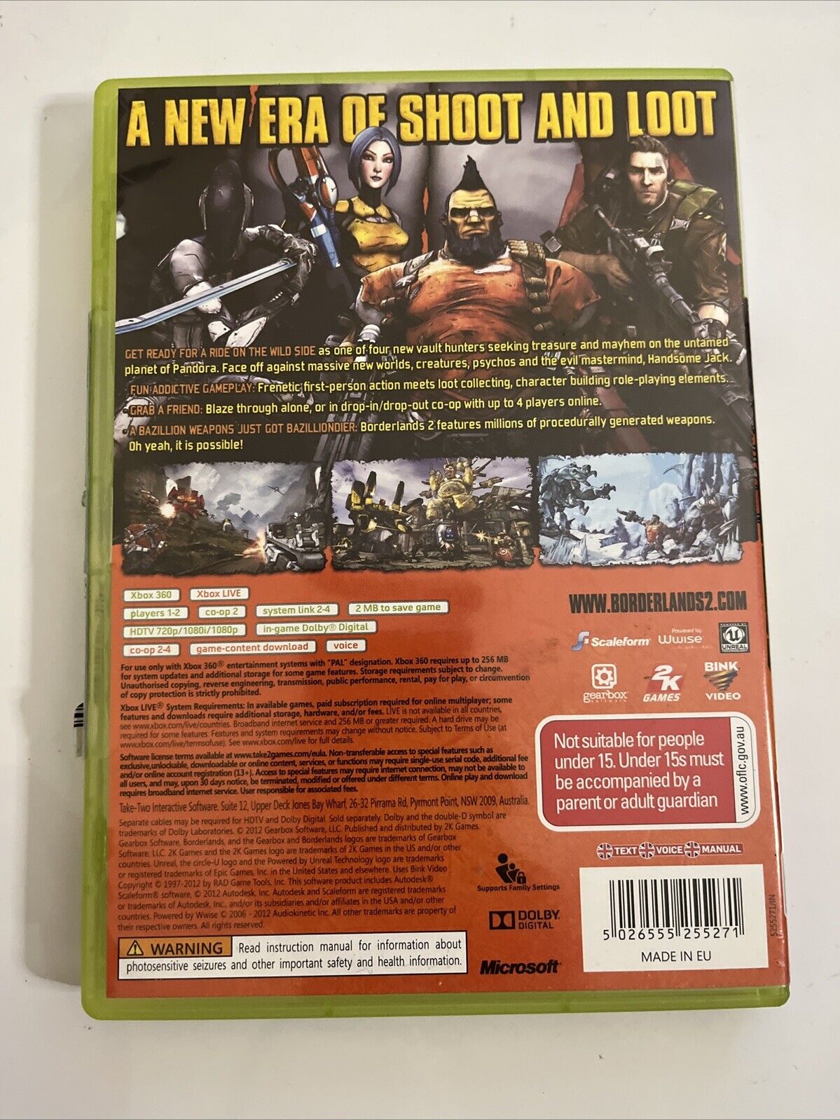 Borderlands 2 Microsoft XBOX 360 2012 PAL Shooter Game