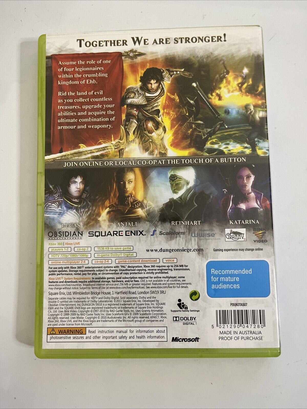 Dungeon Siege III Microsoft Xbox 360 PAL 2011 Game Complete