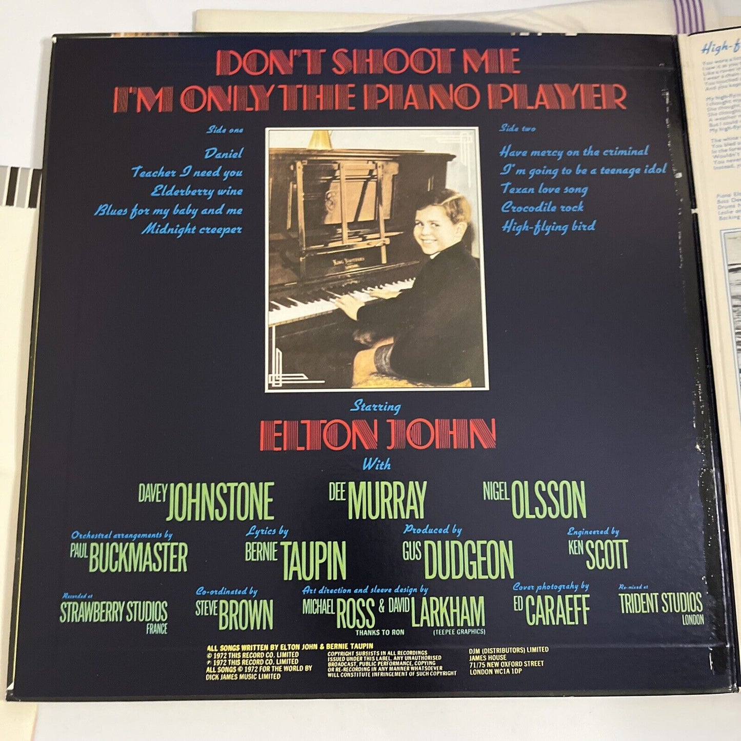 Elton John – Don't Shoot Me I'm Only The Player 1973 LP Vinyl Record Gatefold