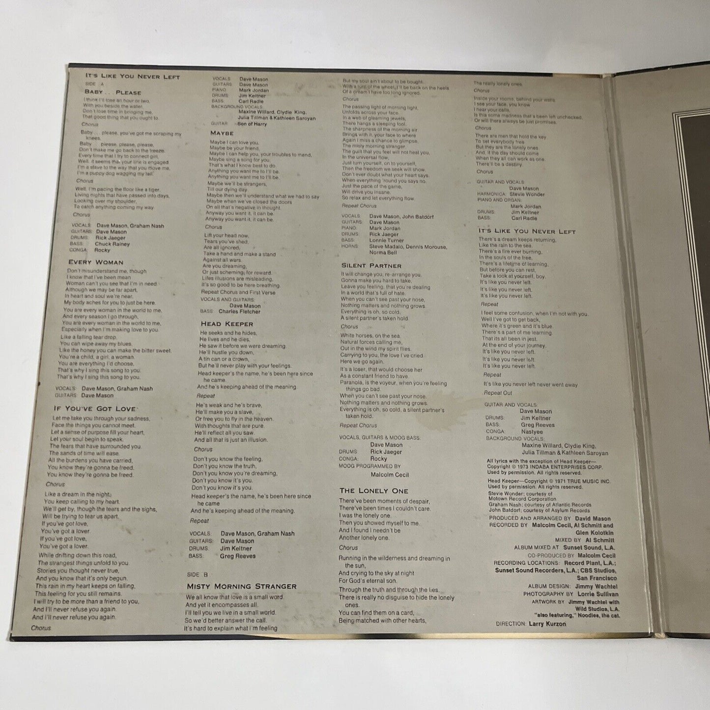 Dave Mason – It's Like You Never Left 1973 LP Vinyl Record Gatefold SOPL 234