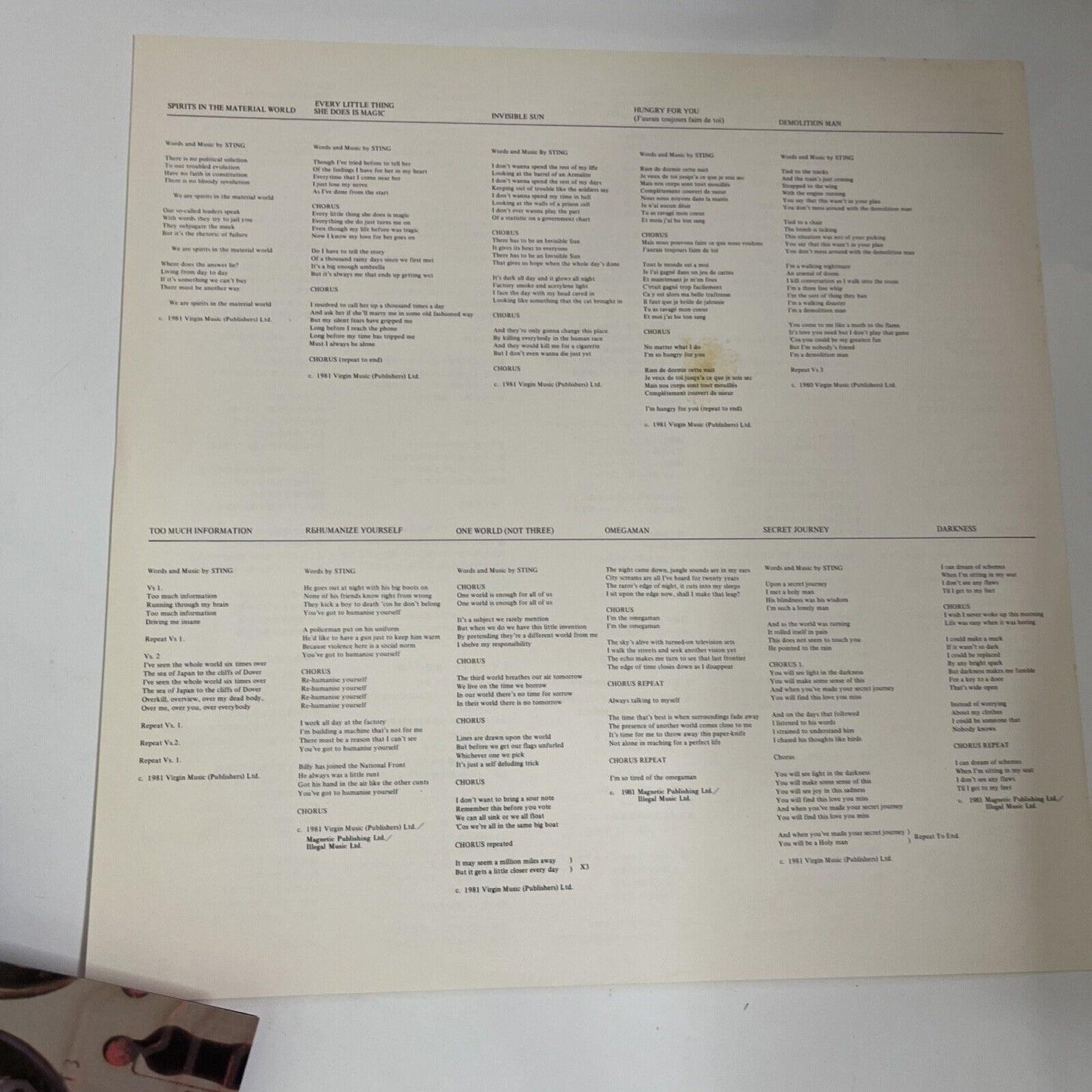 Ghost In The Machine by The Police 1981 LP Vinyl Record A&M Records AMP-28043