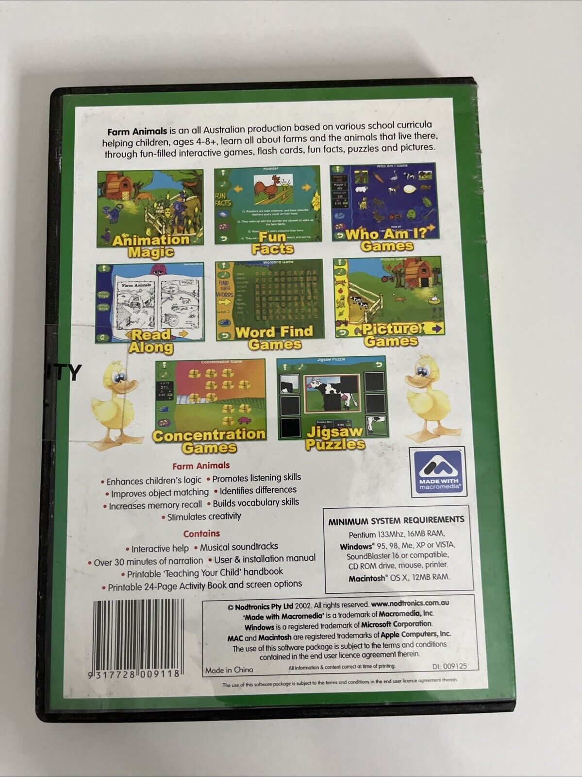 Farm Animals PC MAC Windows Game Educational Increase Memory & Logic NEW
