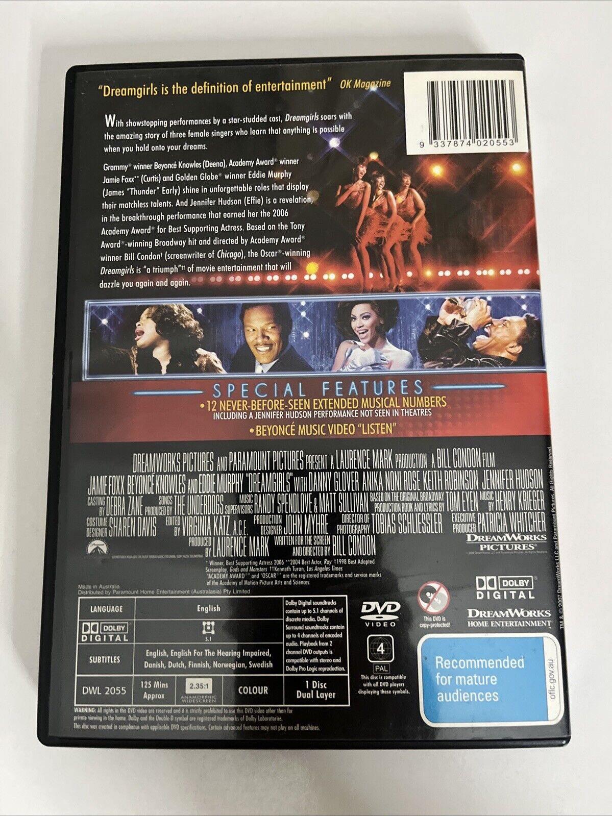 Dreamgirls (DVD, 2006) Jamie Foxx, Beyonce Knowles, Eddie Murphy Region 4