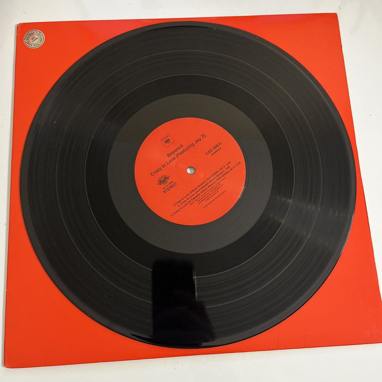 Crazy In Love by Beyoncé Featuring Jay Z 12" Vinyl Record 2003 Columbia CAS56631