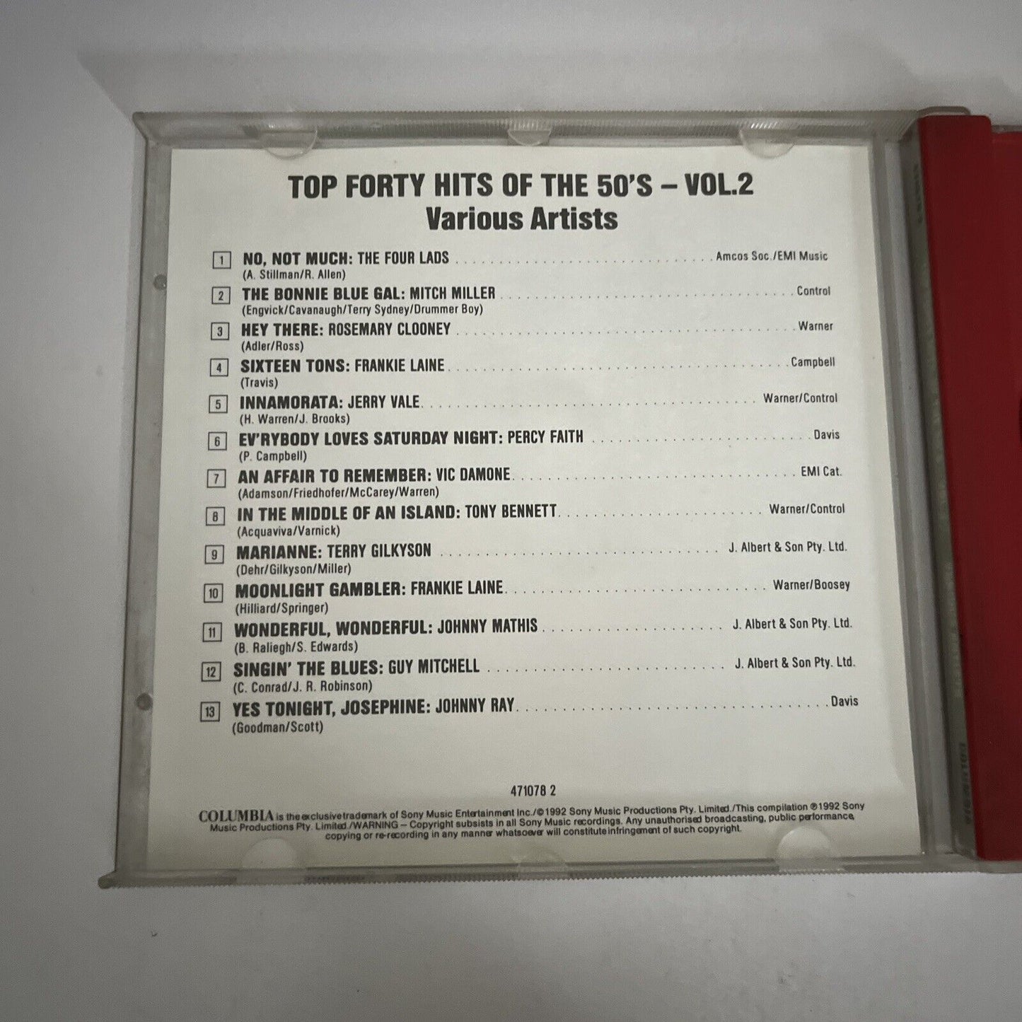 Top Forty Hits Of The 50's Vol 2 (CD, 1992)