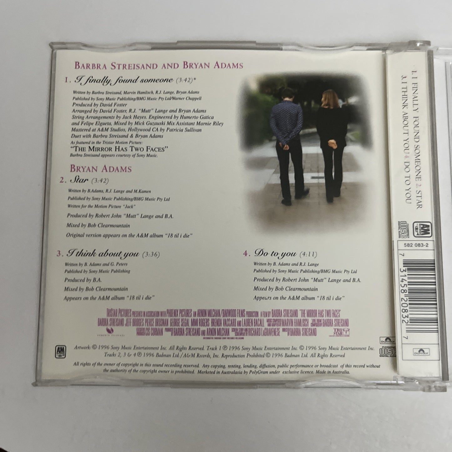 Barbra Streisand, Bryan Adams – I Finally Found Someone (CD, 1996) 582 083-2