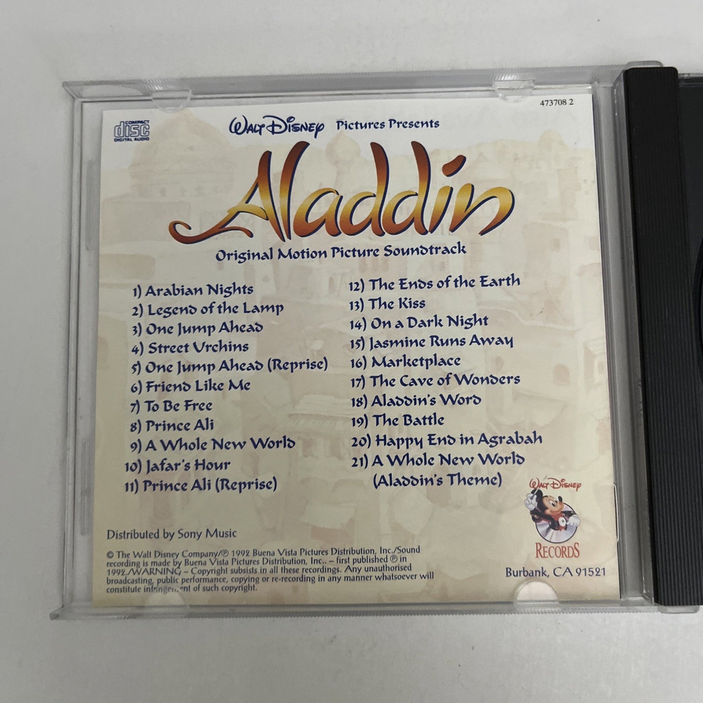 Aladdin (Original Motion Picture Soundtrack) (CD, 1992) Album 473708 2