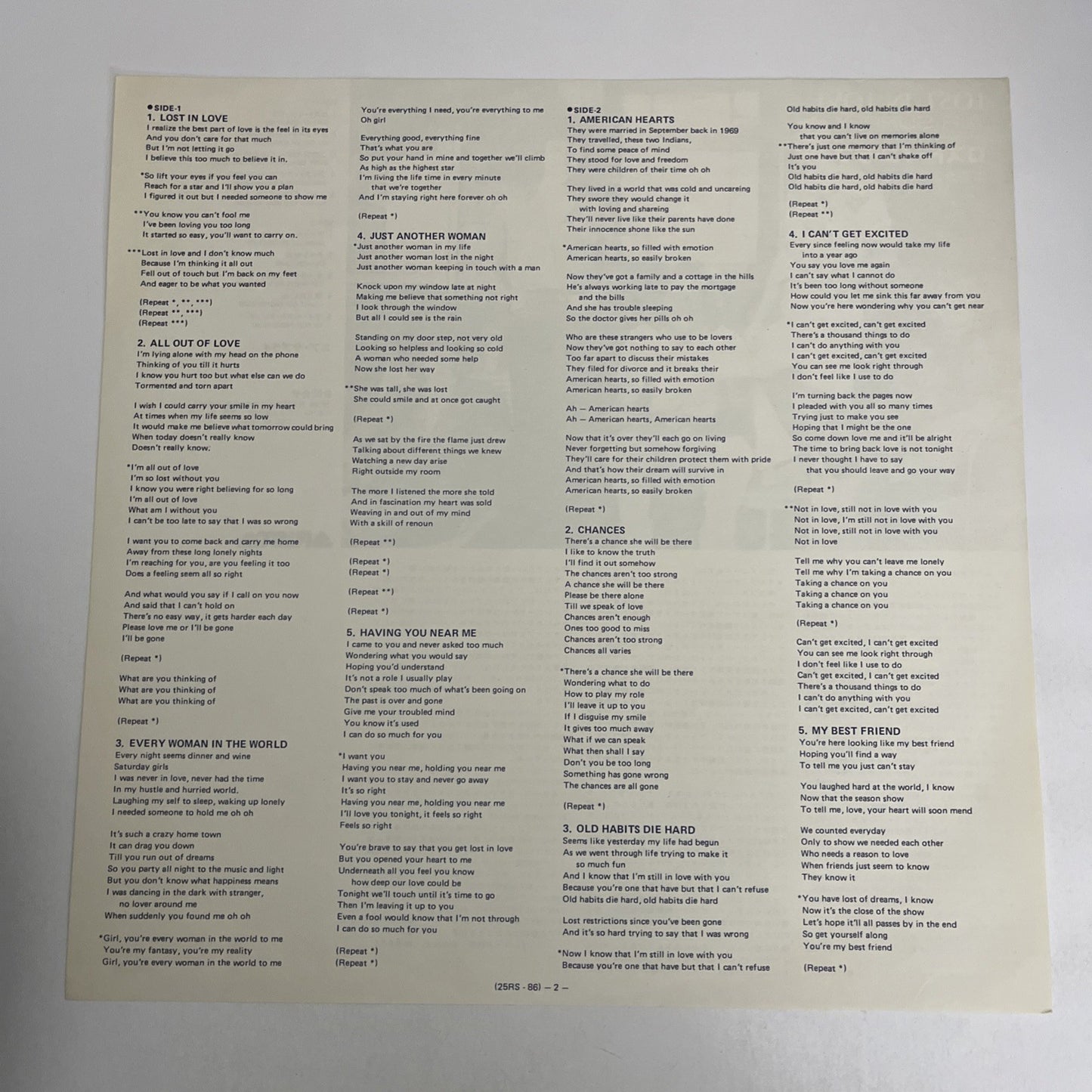 Air Supply, Air Supply – Lost In Love (Vinyl, 1980) Japan Obi LP Album 25RS-86