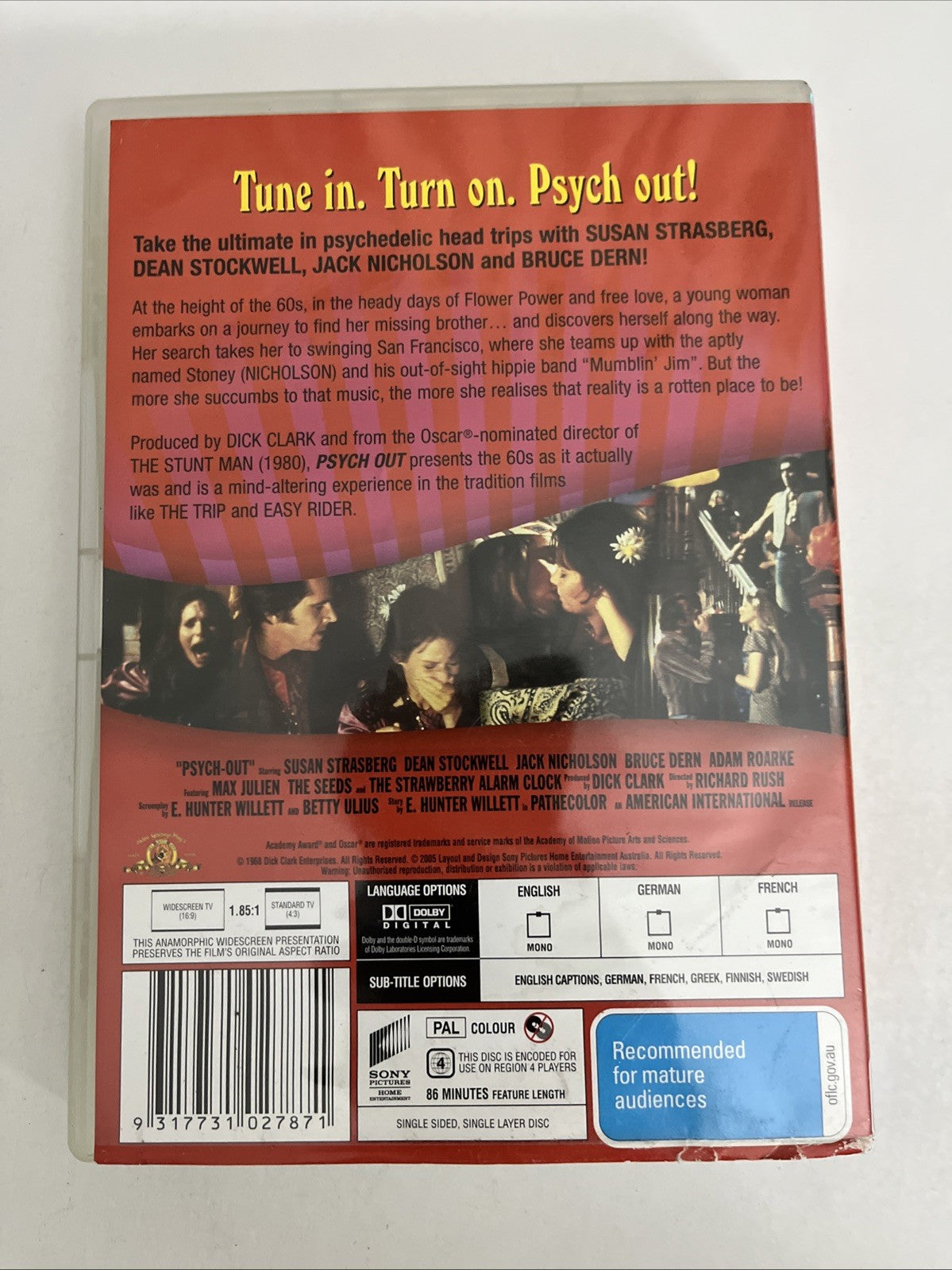 Psych-Out (DVD, 1968) Bruce Dern, Dean Stockwell,Jack Nicholson Region 4