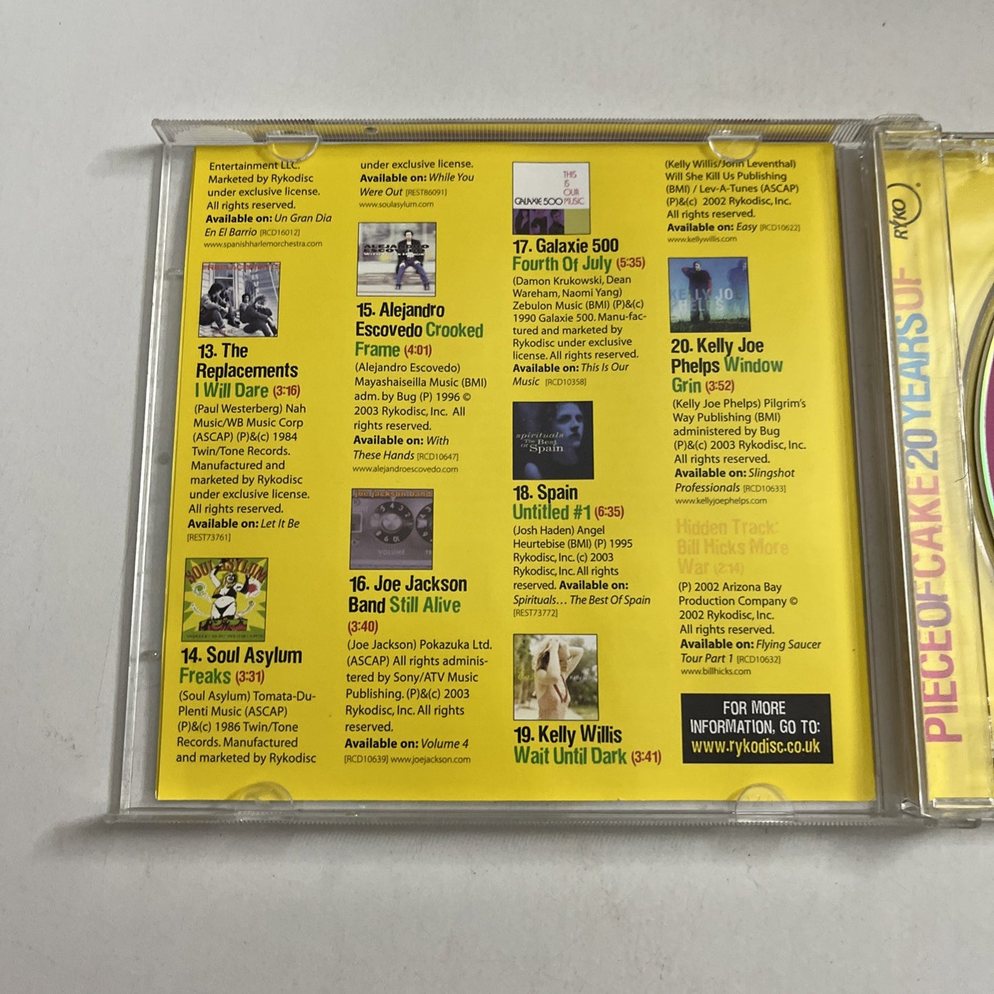 Piece Of Cake 20 Years Of Ryko (CD, 2003) UK November 2003