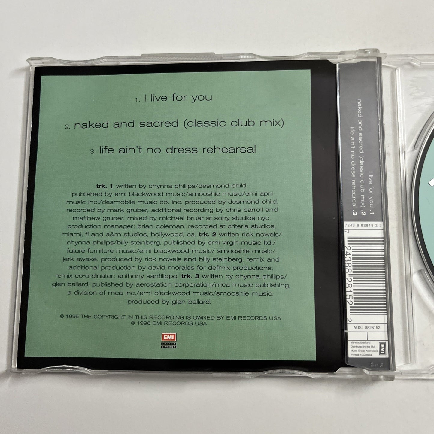 Chynna Phillips – I Live For You (CD, 1996) 7243 8 82815 2 2