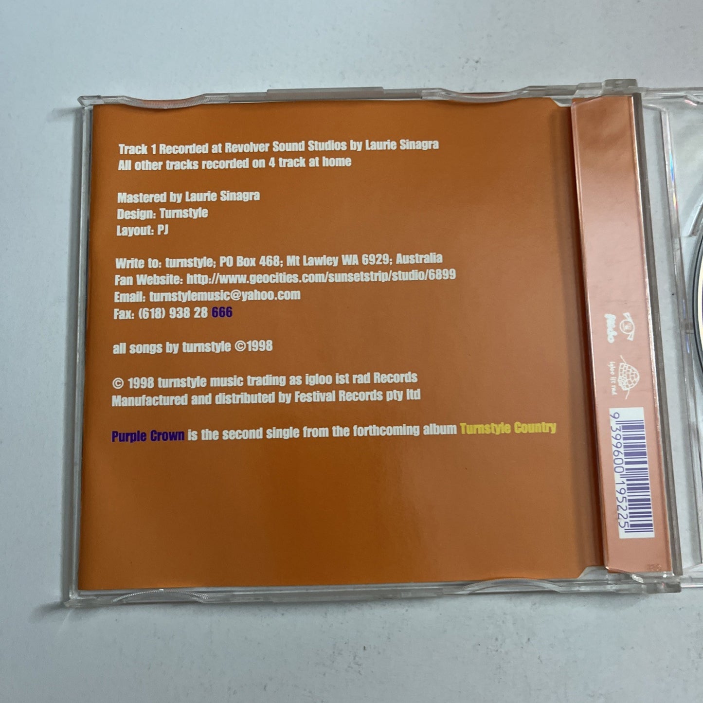 Turnstyle – Purple Crown (CD, 1998) Australia IGLOO 005