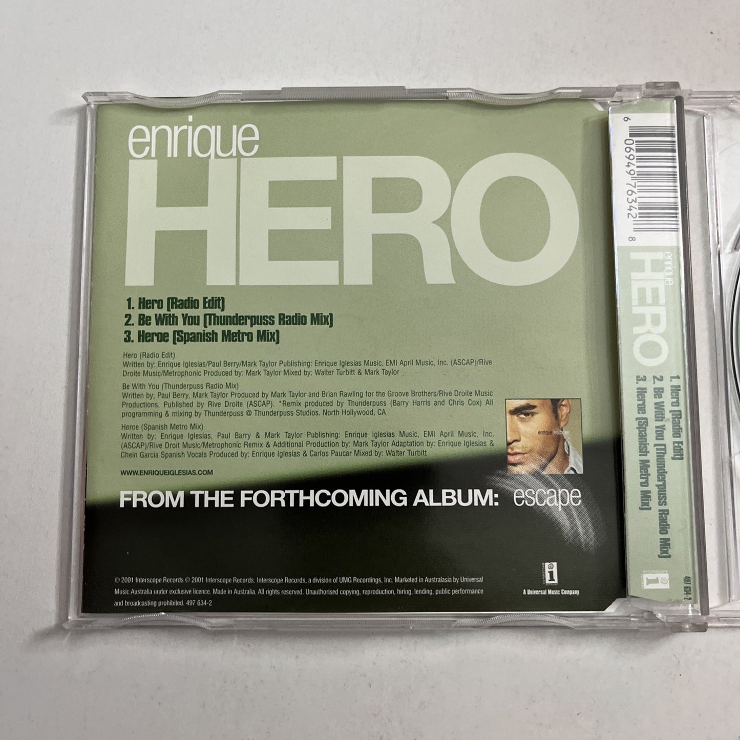 Enrique Iglesias – Hero (CD, 2001) Single Australia 497 634-2