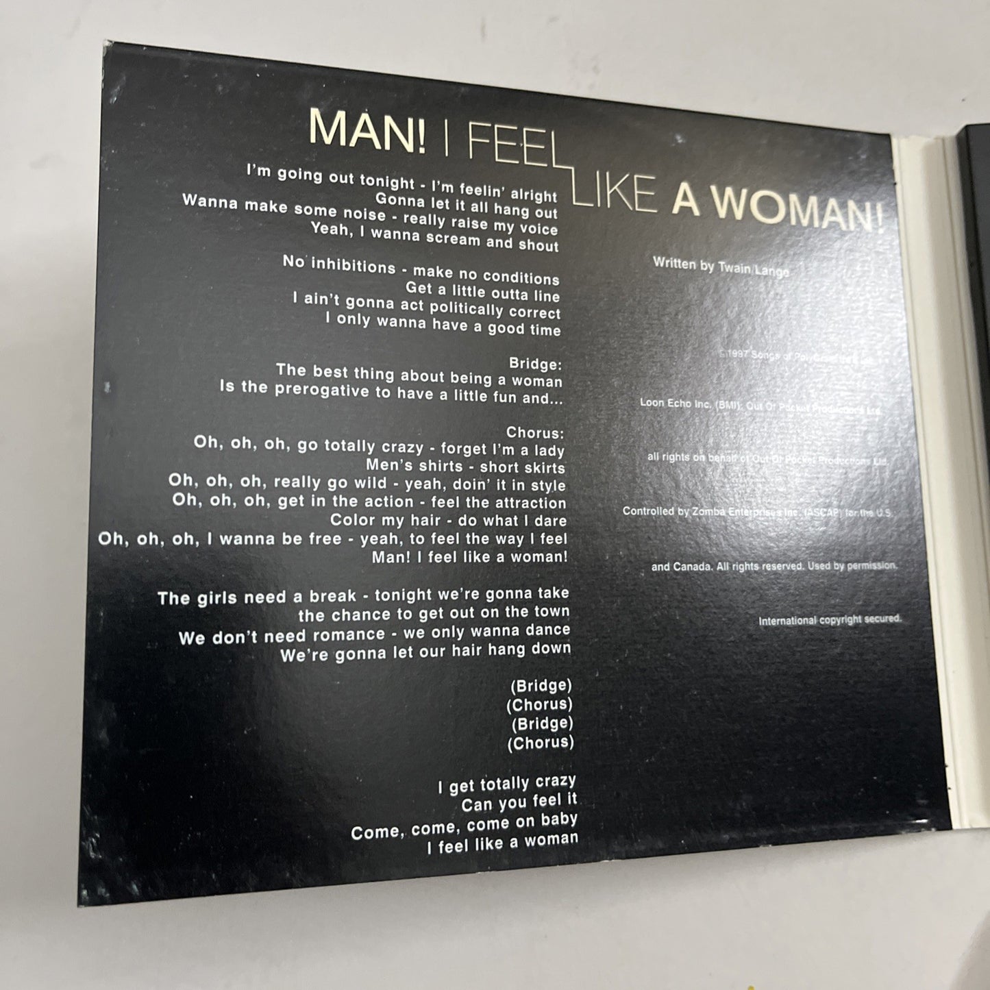 Shania Twain – Man! I Feel Like A Woman! (CD, 1999) Australia Digipak 562 085-2