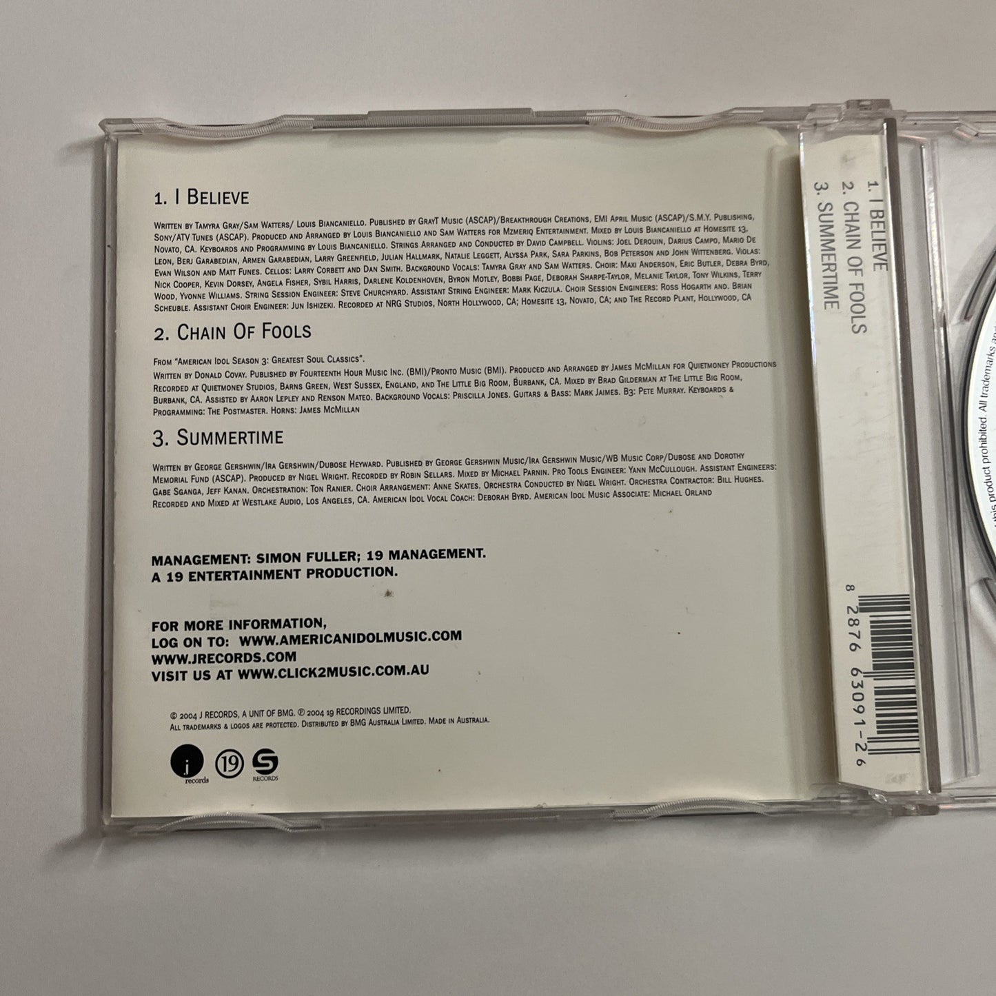 Fantasia – I Believe (CD, 2004) Single Australia 82876 63091-2