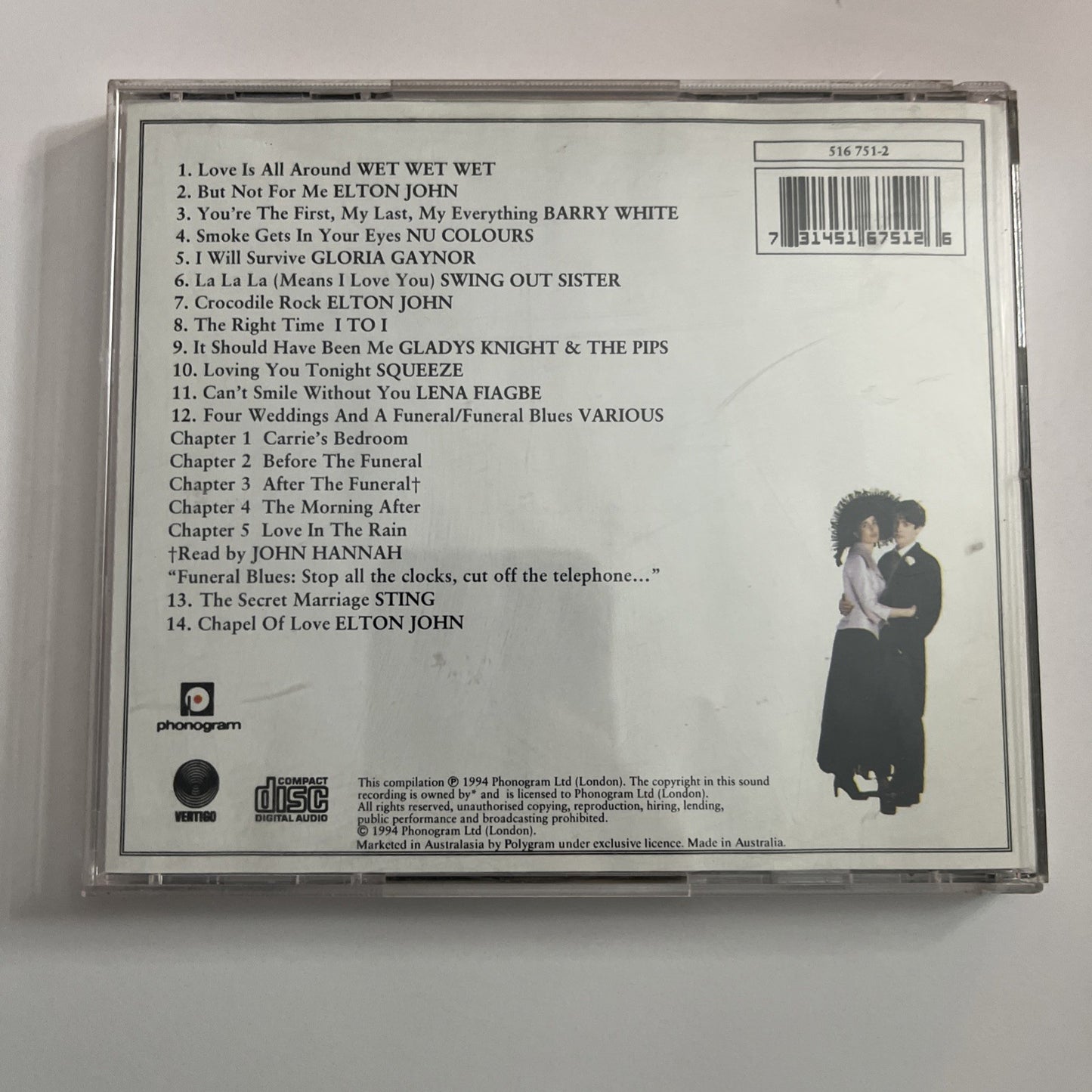 Four Weddings & A Funeral Film Soundtrack OST (CD, 1996) Album