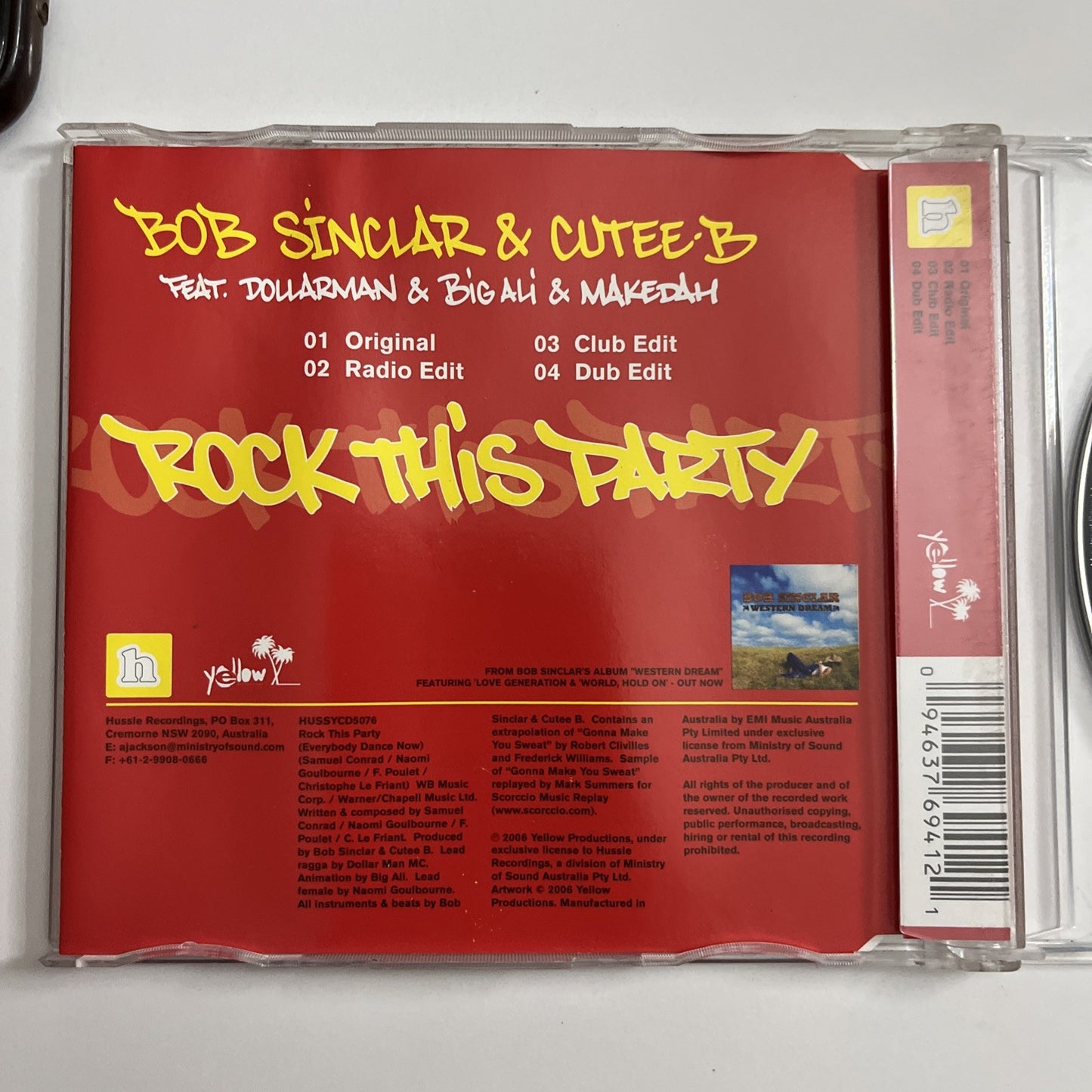 Bob Sinclar – Rock This Party (CD, 2006) Australia HUSSYCD5076
