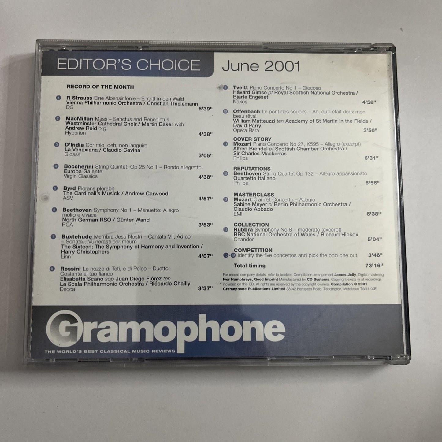 Gramophone Editor's Choice - June 2001 (CD, 2001) GCD0601