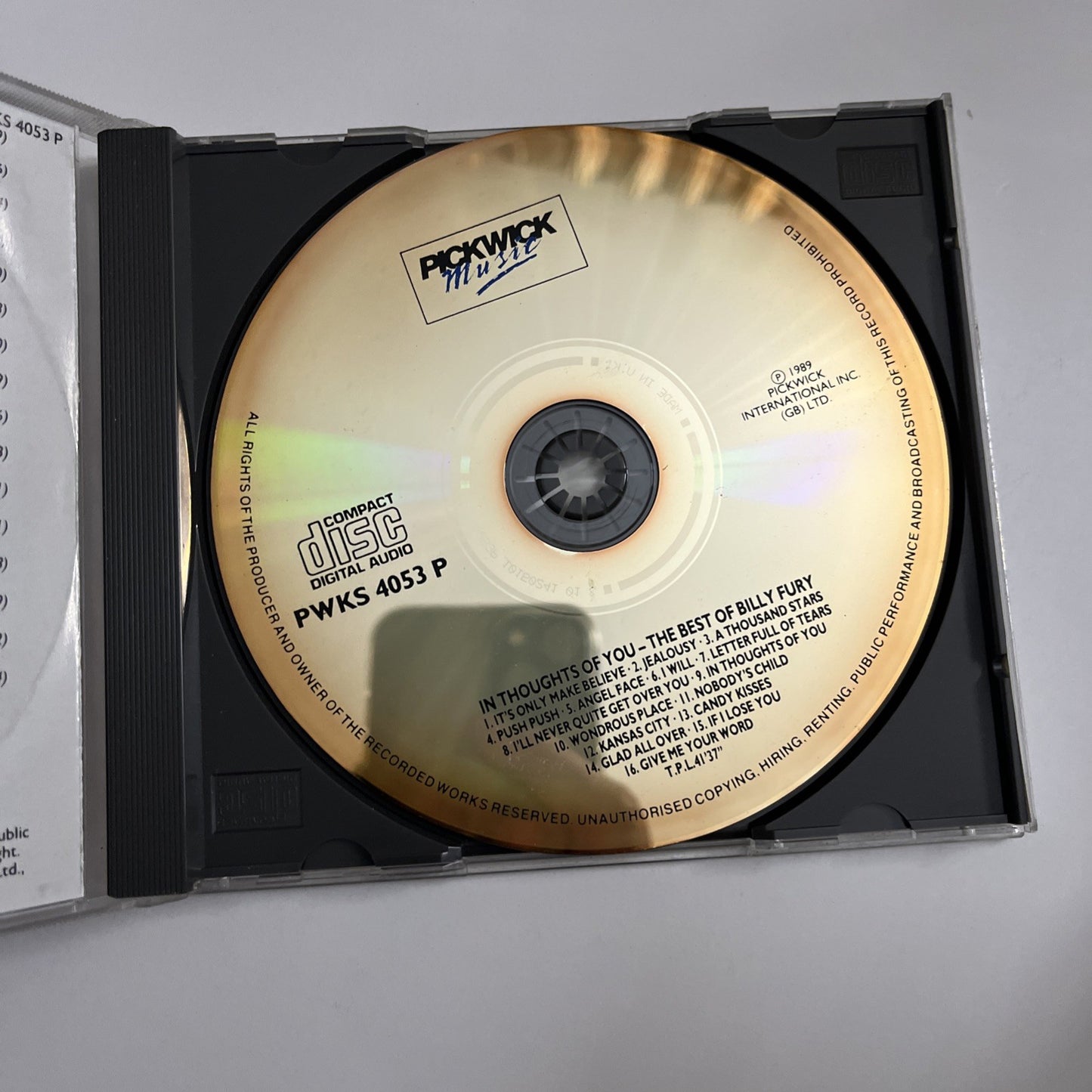 Billy Fury – In Thoughts Of You (CD, 1989) UK PWKS 4053 P